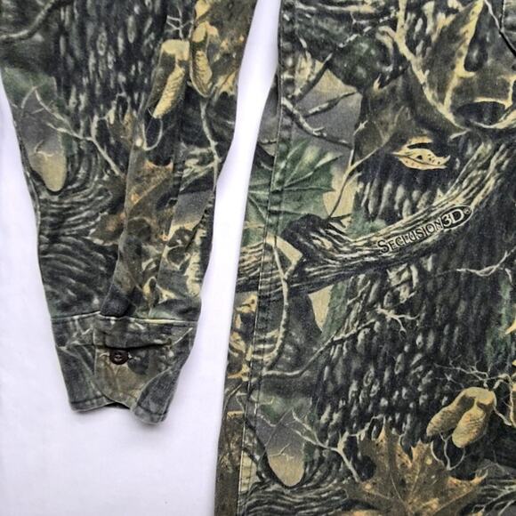 Cabela's Camouflage Button Up Mens L Tall Seclusion 3D Camo Long Sleeve Shirt - Picture 6 of 13